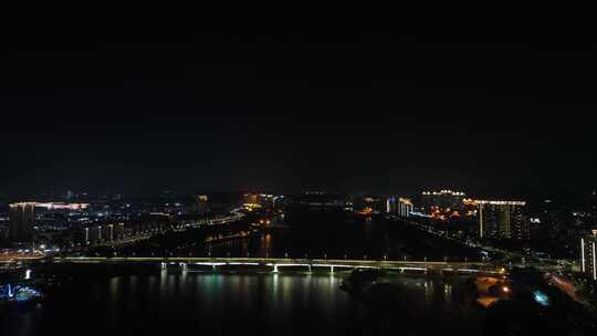 福州夜景航拍闽江夜晚风光台江区仓山区两岸