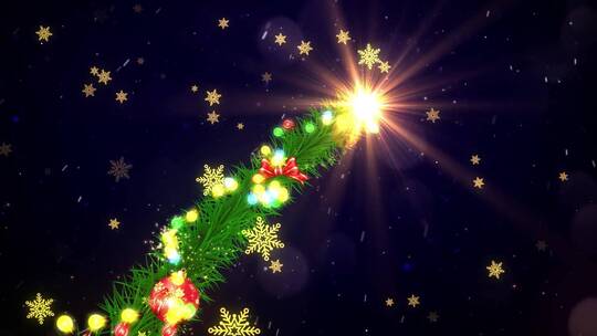 圣诞树明亮整洁粒子旋转AE模板