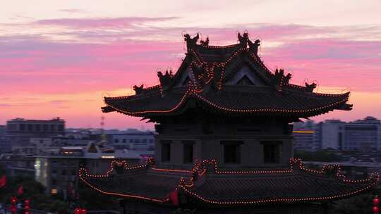 西安城墙 西安角楼 东南角楼 西安 晚霞