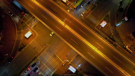城市夜晚路口交通景观视频素材模板下载