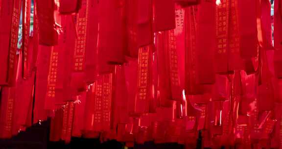 新年祝福祈福红丝带杭州灵顺寺升格空镜