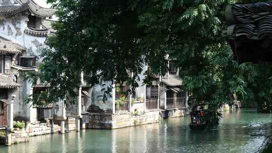 乌镇水乡小桥流水乌篷船名胜风景区