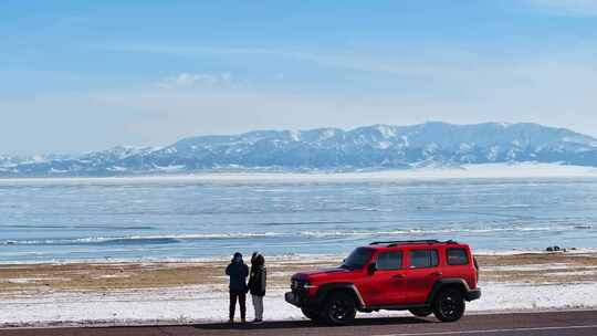 赛里木湖环湖自驾旅行视频素材模板下载