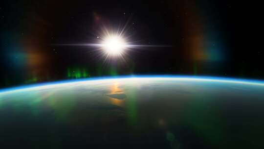 地球上日出太空中地球组蓝色地球家园环保