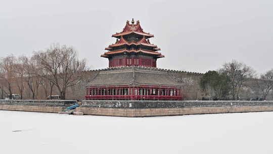 故宫角楼雪景视频视频素材模板下载