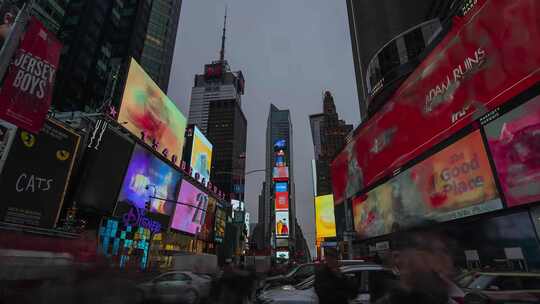 4K-美国时代广场夜景延时视频素材模板下载