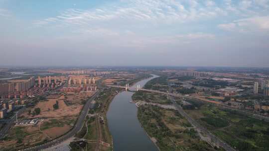 河南周口沙颍河风景区航拍