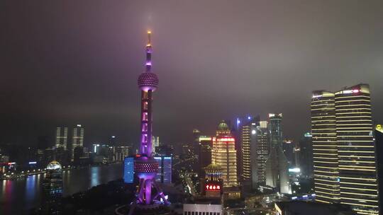 上海东方明珠陆家嘴地标4K航拍视频素材模板下载