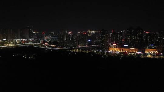 泉州晋江夜景航拍东海泰禾广场城市江滨夜景