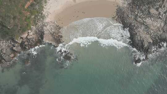 海南果冻海蓝色海洋4K灰片航拍木兰湾虎威岛