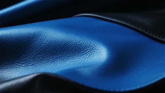 蓝色皮革面料特写