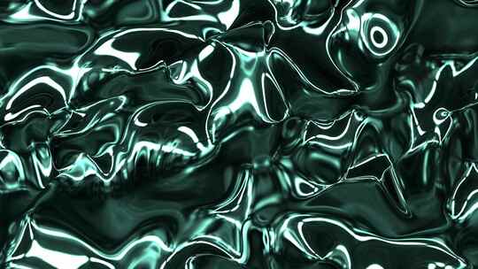 潮流动感绿色液态流体金属质感抽象循环背景
