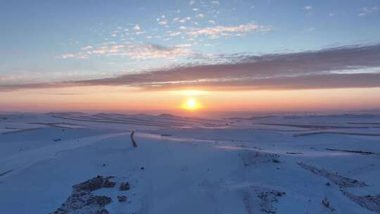 呼伦贝尔农垦垦区冬季雪景风光视频素材模板下载