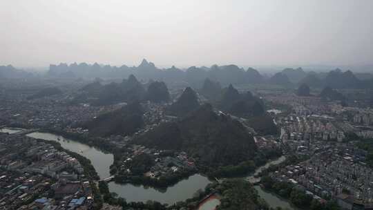 广西桂林城市大景航拍