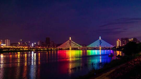 广西南宁五象新区南宁大桥邕江夜景