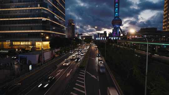 上海城市空镜头建筑写字楼CBD日转夜延时