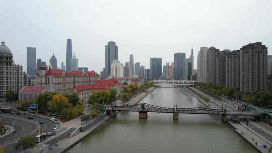 天津海河风景城市风光航拍