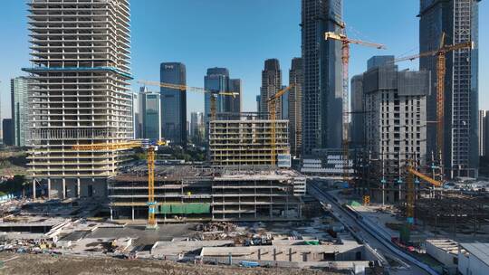 摩天大楼建造建筑工地航拍