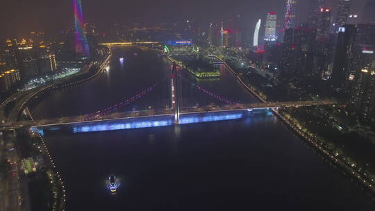 大桥与广州夜景鸟瞰