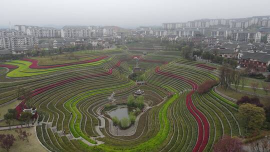 航拍贵州大方奢香古镇城市梯田视频素材模板下载