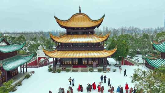 岳阳楼雪景