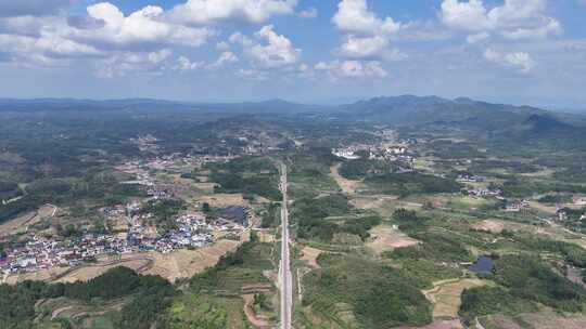 丘陵山川稻田梯田风光航拍