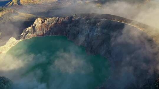 ijen火山湖航拍视频素材模板下载