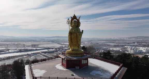 牡丹江海林市报恩寺金佛航拍