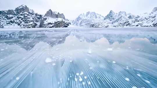 雪飞过冰面户外大自然奇观奇景风光风景美景