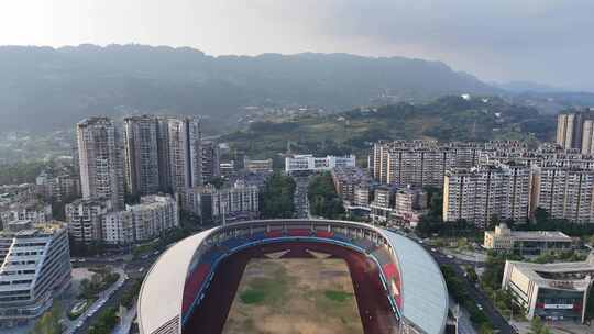 四川宜宾市体育中心航拍