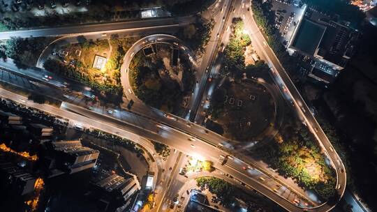 重庆大石路立交夜景航拍延时2