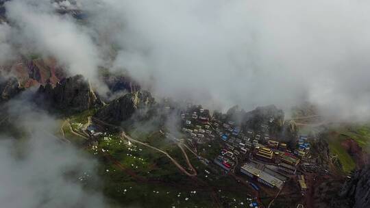 西藏丁青县孜珠寺雍仲苯教航拍孜珠神山