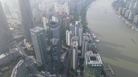 上海陆家嘴外滩黄浦江轮渡地标建筑4K航拍