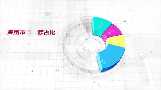 简洁企业科技三维饼图数据图表AE模版