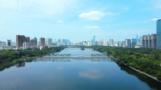 广西南宁天际线南湖公园天空之镜风景航拍