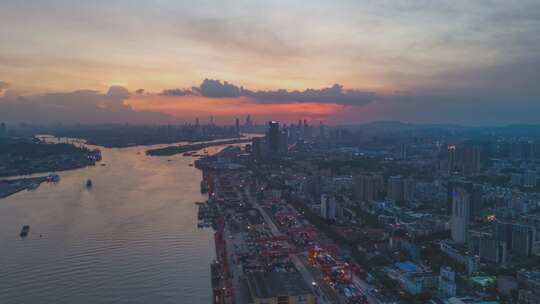 广州黄埔鱼珠港口码头延时