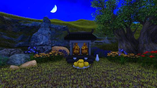 戏曲小品场景-土地庙夜晚02