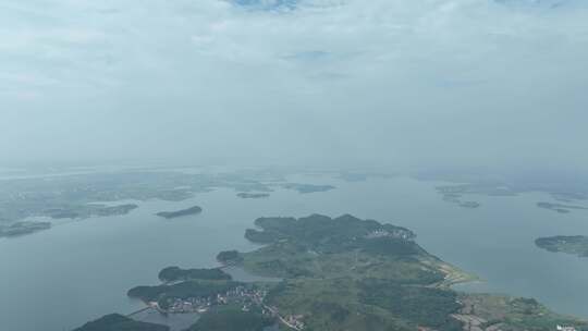 田园乡村航拍鄱阳湖湿地公园农村湖泊田野