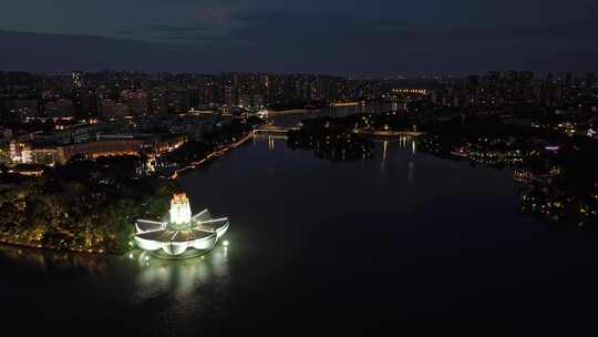 浙江嘉兴平湖东湖景区 李叔同纪念馆 夜晚