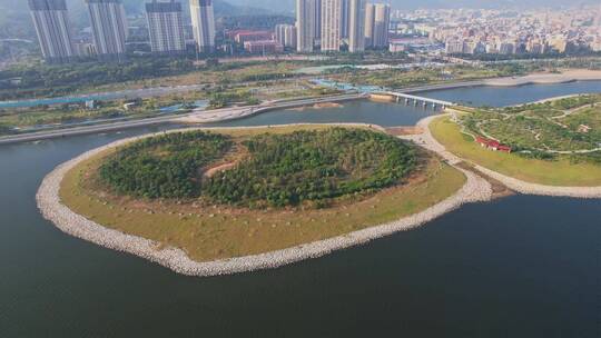 航拍厦门马銮湾生态公园