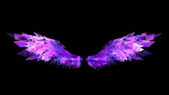 紫色浪漫水晶翅膀展开4K视频素材模板下载