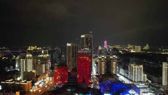 柳州城市夜景灯光航拍