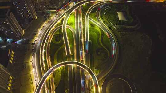 高速公路通燕高速夜景车流航拍