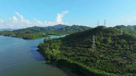 广东绿水青山水库自然风光4k航拍