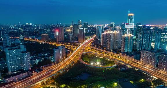 上海城市交通夜景航拍