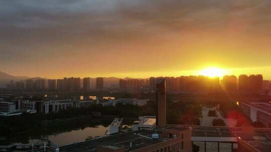 城市落日延时 时间快速流逝 日转夜 傍晚