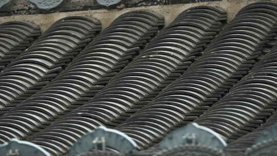 下雨江南古风建筑屋顶青瓦片