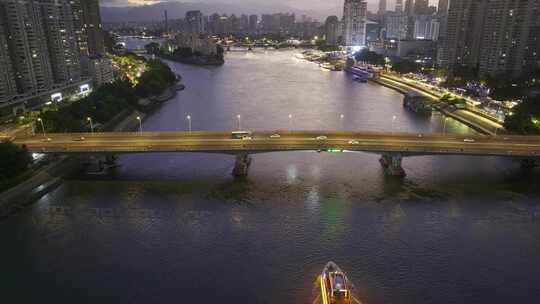 福州闽江两岸烟台山中洲岛江心公园CBD夜景