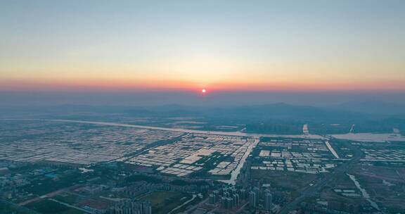 珠海夕阳地平线落下日落风光航拍延时