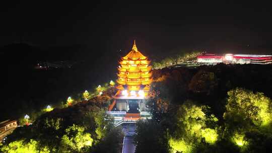 四川德阳钟鼓楼夜景航拍